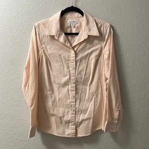 Banana Republic Peach and White Pinstripe Non-Iron Fitted Button Up Shirt